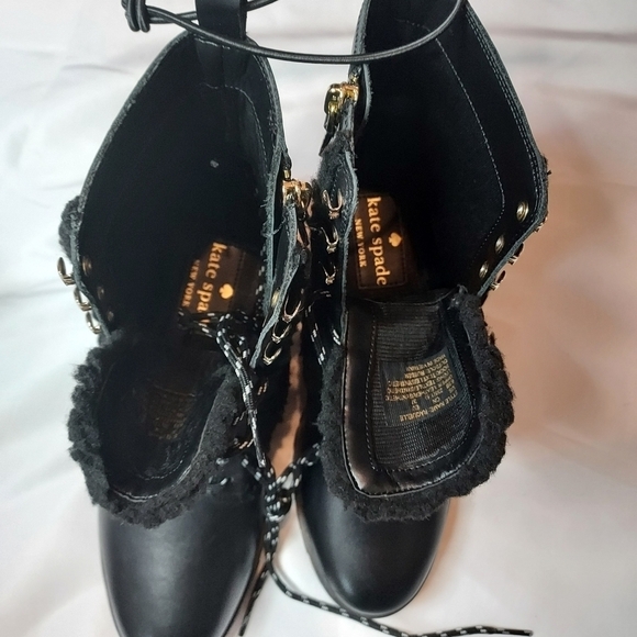 KATE Spade Women's leather faux fur Combat Boot - Picture 9 of 11